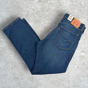 Levi's 513 Slim Straight Mens 36x30‎ Jeans Blue Denim Dark Wash Stretch NWT